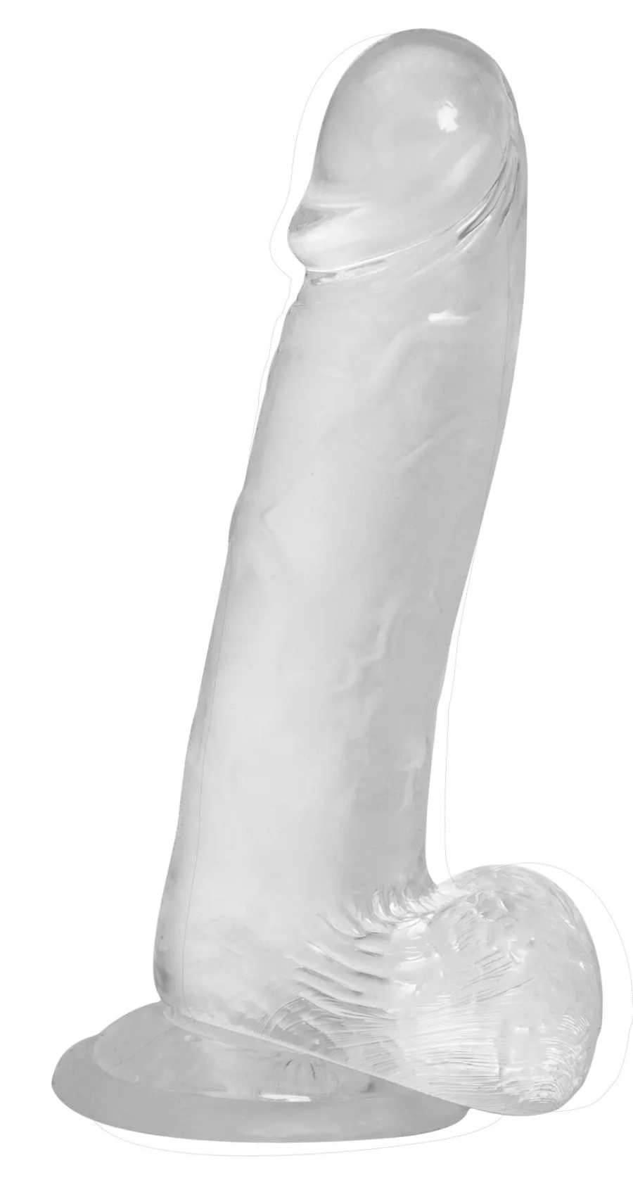 Прозрачный фаллоимитатор на присоске ADDICTION — Clear Dildo with Balls 8″, вибропуля в подарок