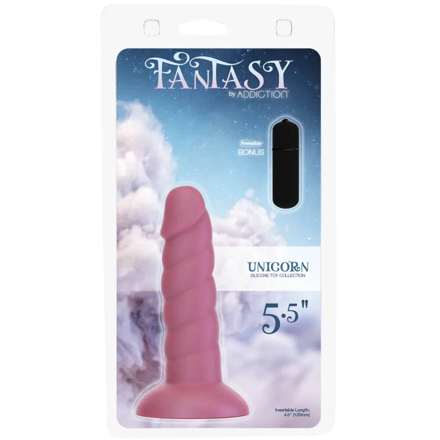 Фаллоимитатор Fantasy by Addiction Unicorn Dildo 5.5” Pink, вибропуля в подарок