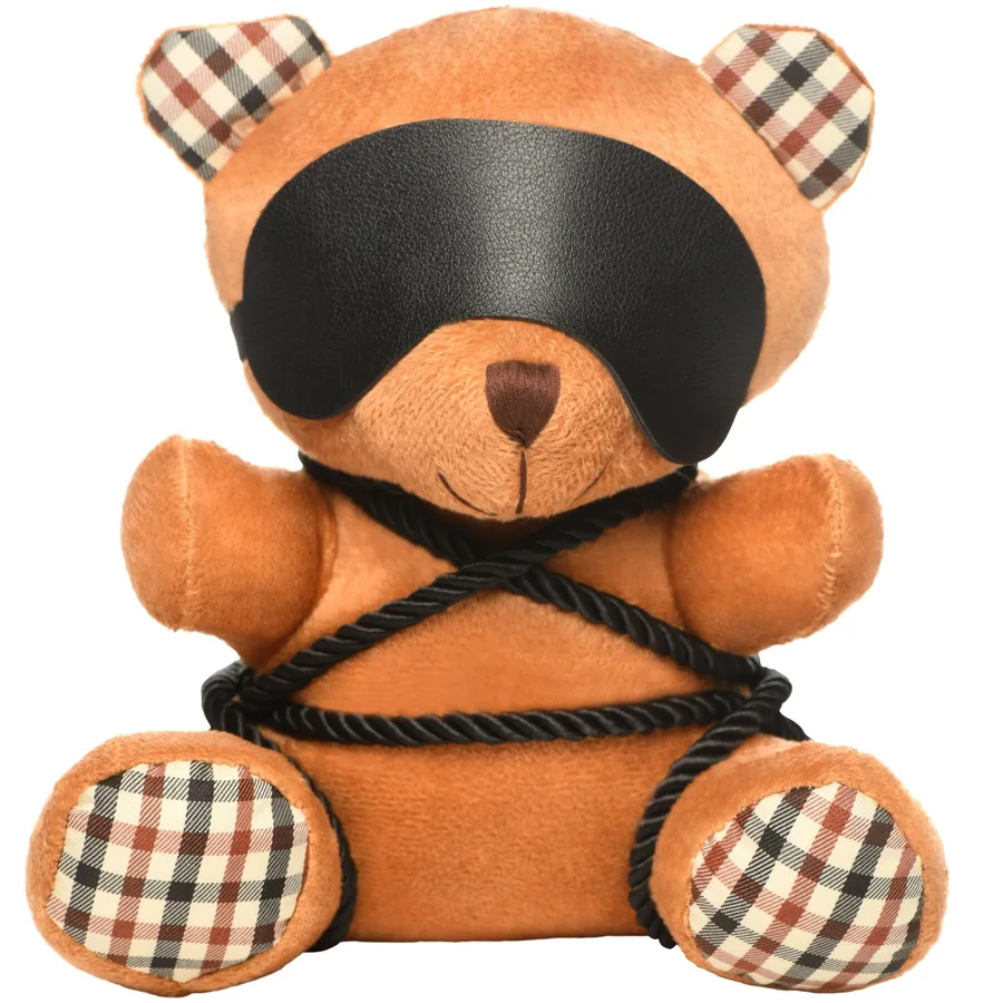 Плюшевый медвежонок ROPE Teddy Bear БДСМ в кожаной маске и обвязке, 22x16x12 см