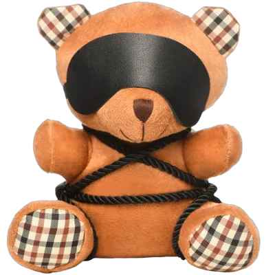 Плюшевий ведмедик ROPE Teddy Bear БДСМ у шкіряній масці та обв’язці, 22x16x12 см