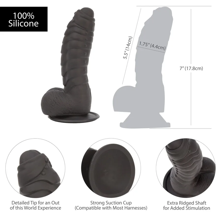 Фалоімітатор ADDICTION Ben 7" Dildo With Balls Black, віброкуля в подарунок