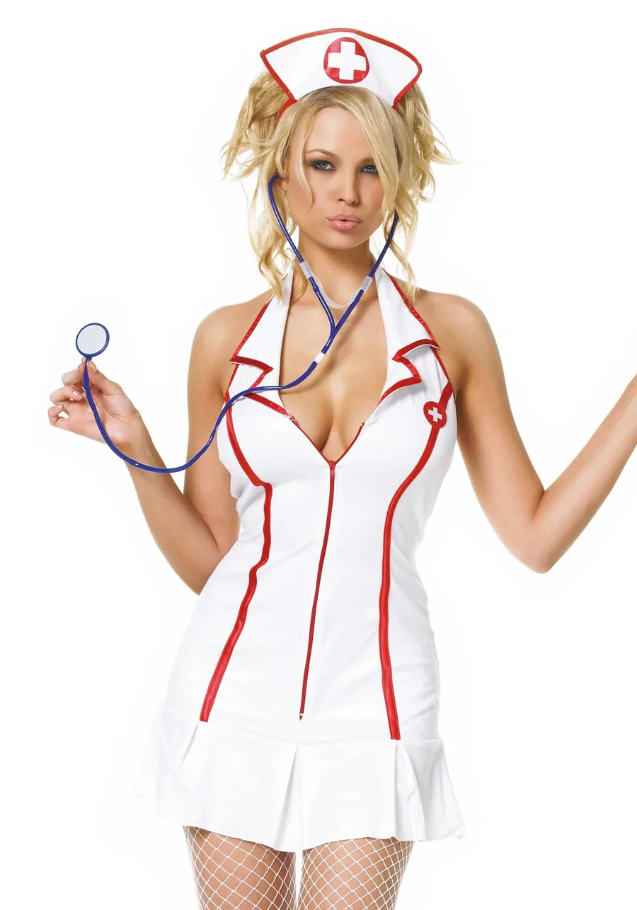 Эротический костюм медсестры Leg Avenue Head Nurse XL, платье, аксессуар на голову, стетоскоп