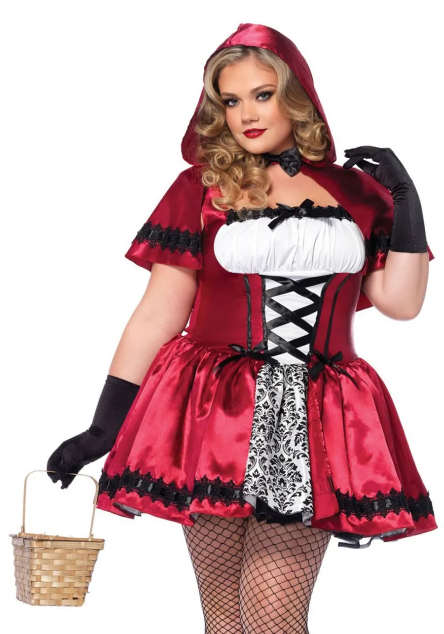 Эротический костюм Красной шапочки Leg Avenue Gothic Red Riding Hood 1X–2X, платье, накидка