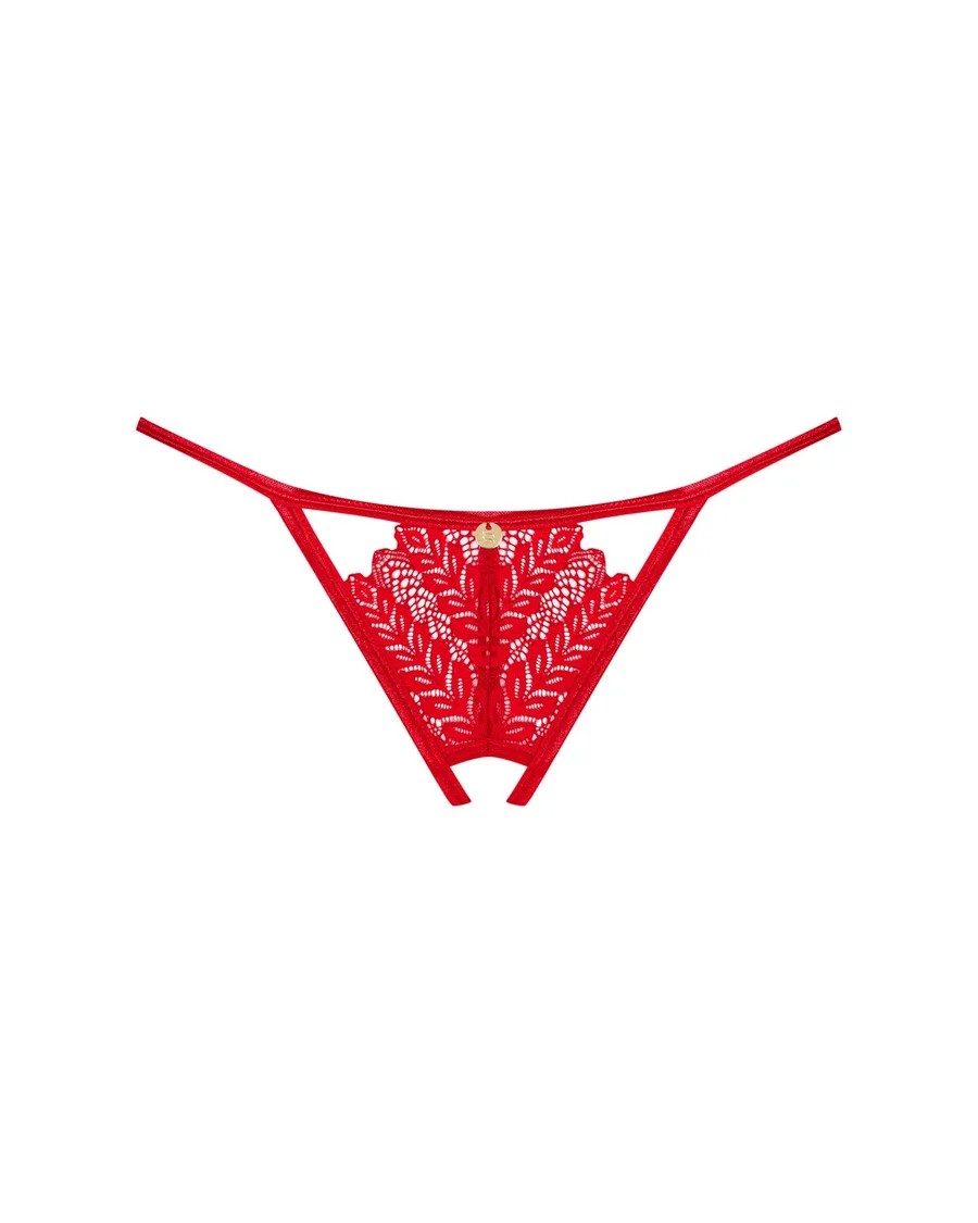 Трусики с доступом Obsessive Ingridia crotchless thong XL/2XL, красные