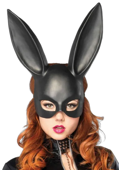 Пластикова маска кролика Leg Avenue Masquerade Rabbit Mask, чорна, One Size, на резинці