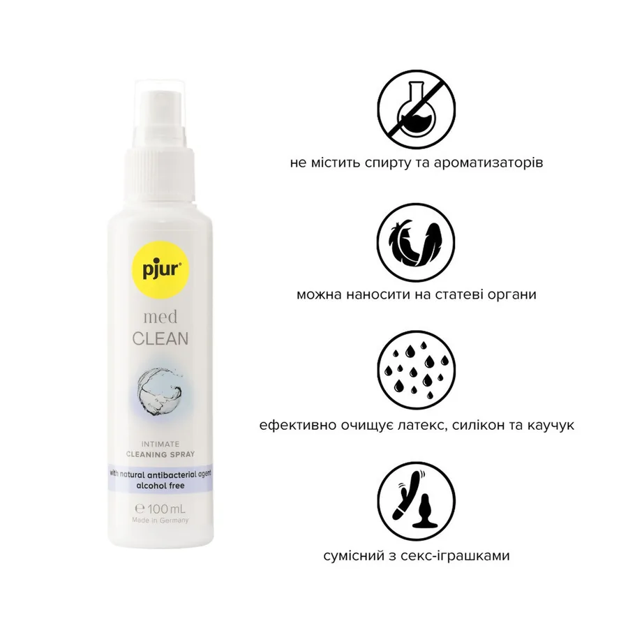 Очищающий спрей pjur med Clean Spray 100 мл, для нежной кожи и игрушек, антибактериальный