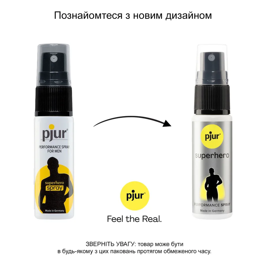Спрей-пролонгатор pjur Superhero Performance Spray 20 мл, всотується в шкіру, природні компоненти