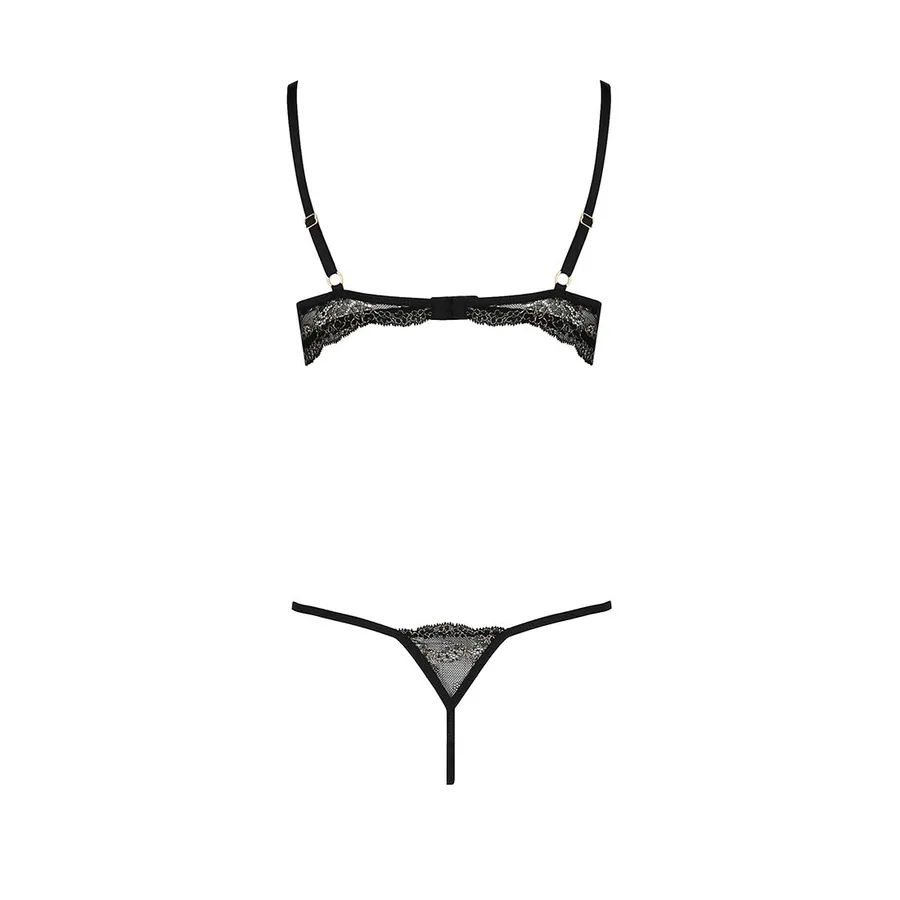 Комплект белья Passion Exclusive VALERY SET OpenBra XXL/XXXL, black, стрэпы, трусики, открытый лиф
