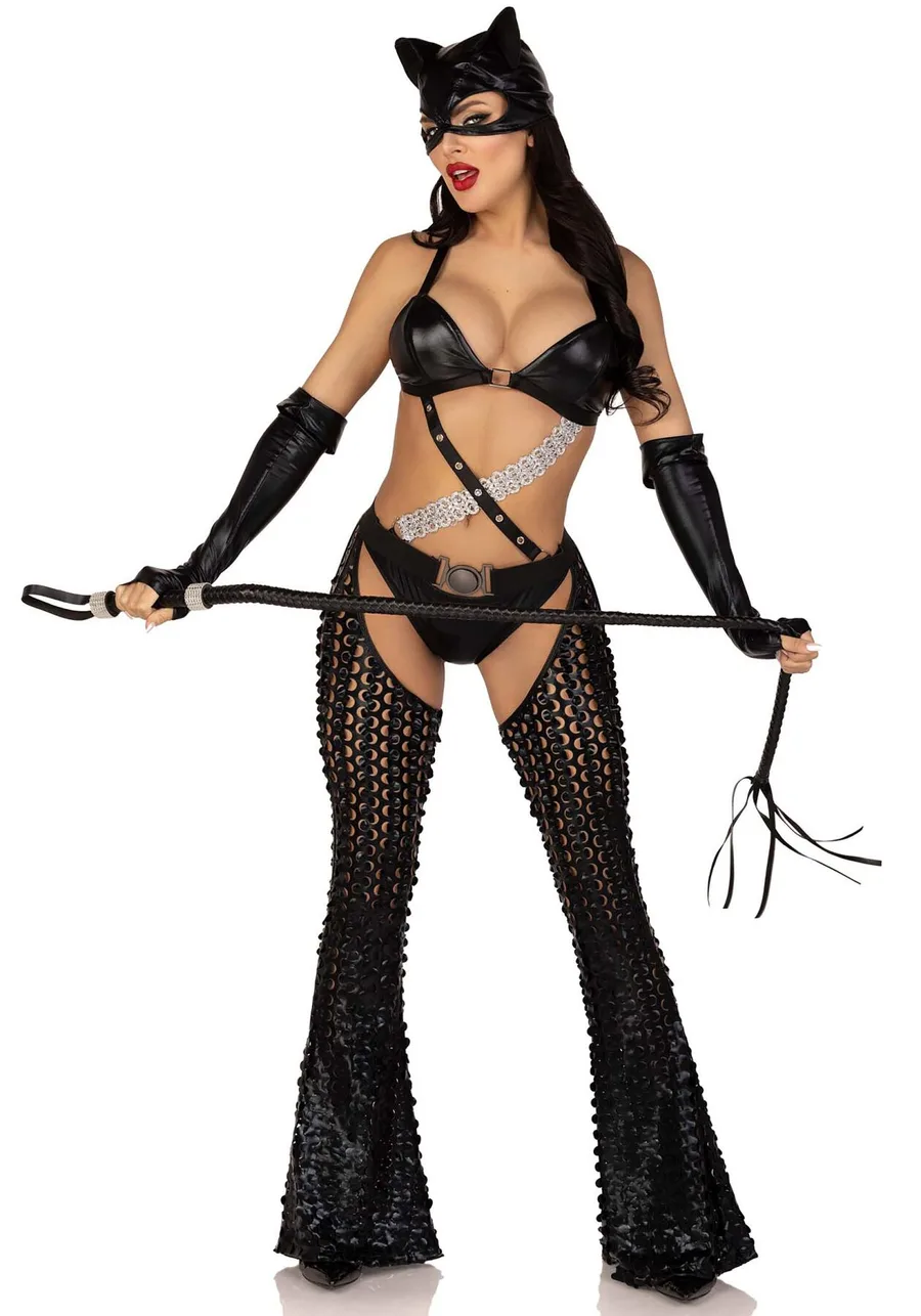 Эротический костюм кошечки-госпожи Leg Avenue Mistress Kitty L, перчатки, комбинезон, маска