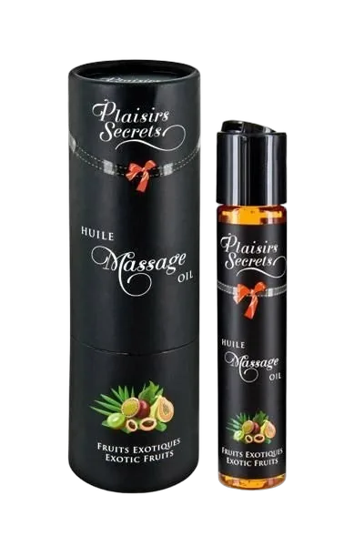 Массажное масло Plaisirs Secrets Exotic Fruits (59мл) с афродизиаками съедобное, подарочная упаковка