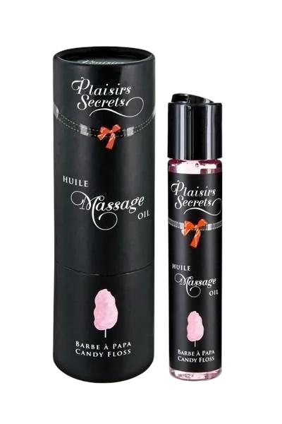 Массажное масло Plaisirs secrets Candy Floss (59 мл) с афродизиаками, съедобное, подарочная упаковка