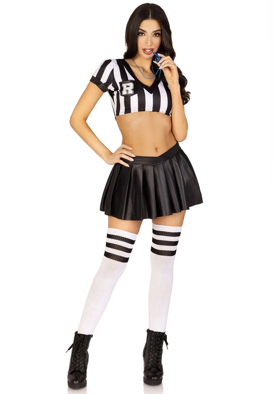 Костюм рефері Leg Avenue Time Out Referee S, кроп-топ спідниця свисток