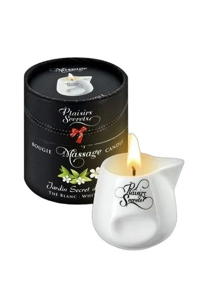 Массажная свеча Plaisirs Secrets White Tea (80 мл) подарочная упаковка, керамический сосуд