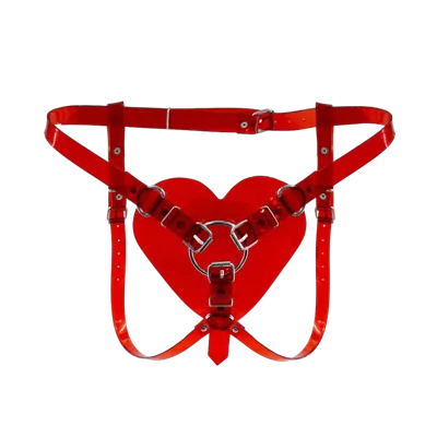 Трусики Серце для страпону Feral Feelings - Hearts Strap-on Belt Red Trasparent