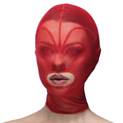 Маска серце сітка з відкритим ротом Feral Feelings - Hearts Mask Red/Red
