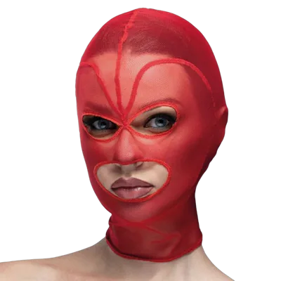 Маска серце сітка з відкритим ротом та очима Feral Feelings - Hearts Mask Red/Red