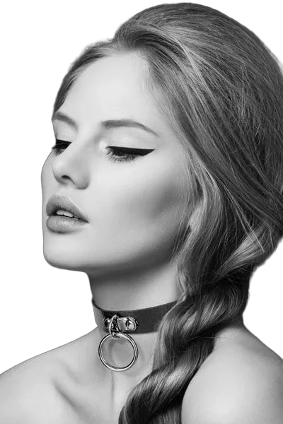 Чокер з кільцем для повідця Bijoux Pour Toi - FETISH Black, екошкіра