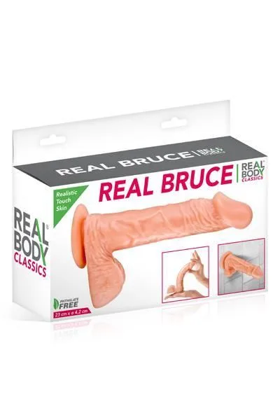 Фаллоимитатор на присоске Real Body — Real Bruce Flesh, TPE, диаметр 4,2 см