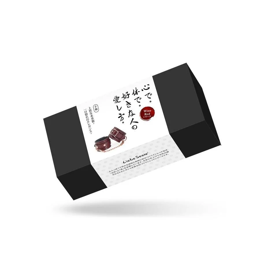 Кожаные наручники Liebe Seele Wine Red Wrist Cuffs, съемная цепочка-крепление