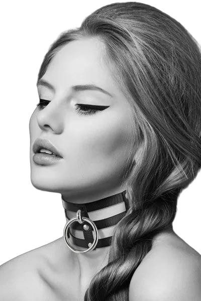 Чокер потрійний з кільцем для повідця Bijoux Pour Toi - FETISH, екошкіра