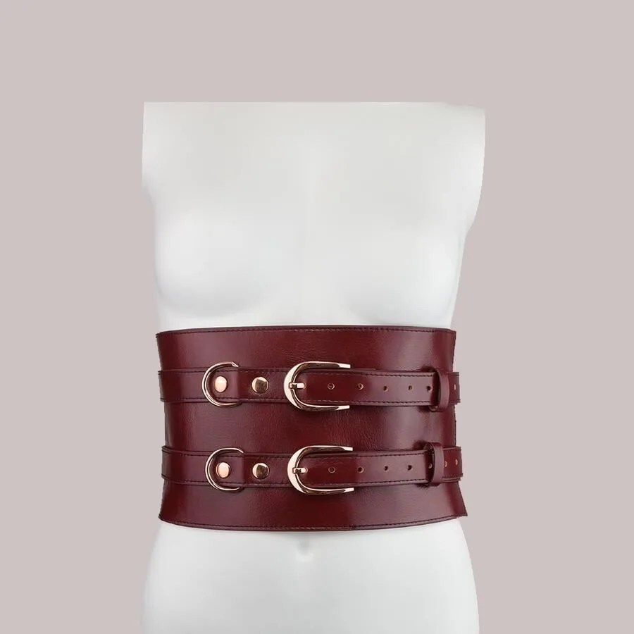Кожаный пояс для бондажа Liebe Seele Wine Red Waist Cuff, L Size