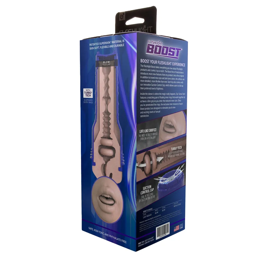 Мастурбатор-ротик Fleshlight Boost Blow Light Medium Flesh, плавающие кольца Turbo Tech