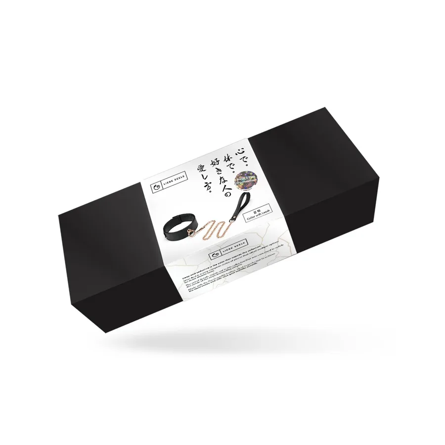 Нашийник з повідцем Liebe Seele Black Organosilicon Collar with Leash, екошкіра