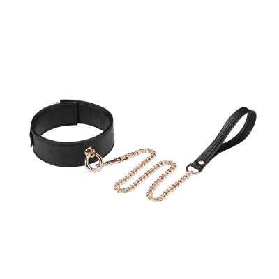 Нашийник з повідцем Liebe Seele Black Organosilicon Collar with Leash, екошкіра