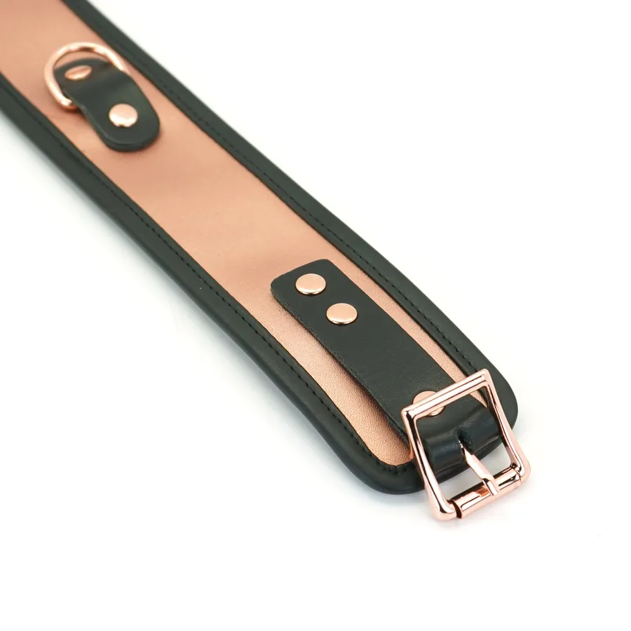 Широкий нашийник з повідцем Liebe Seele Rose Gold Memory Collar with Leash, натуральна шкіра