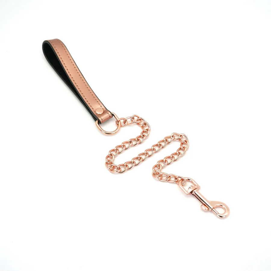Широкий нашийник з повідцем Liebe Seele Rose Gold Memory Collar with Leash, натуральна шкіра