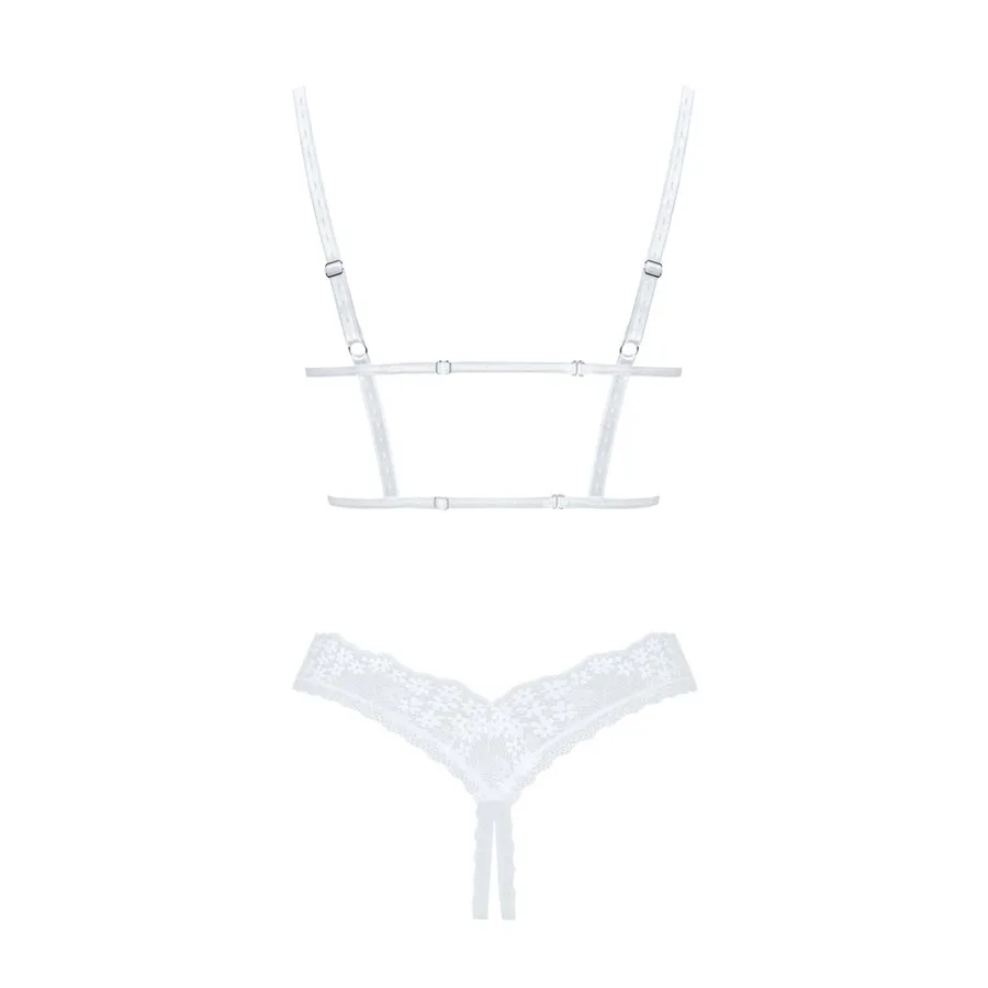 Эротический комплект Obsessive Heavenlly 2-pcs cupless set XL/2XL, открытая грудь, с доступом