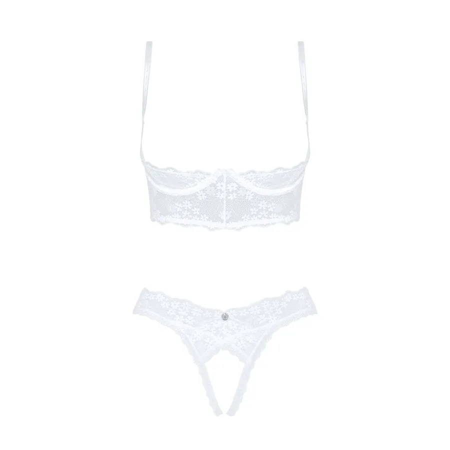 Эротический комплект Obsessive Heavenlly 2-pcs cupless set XL/2XL, открытая грудь, с доступом