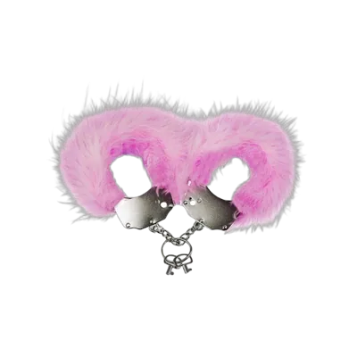 Наручники металеві Adrien Lastic Handcuffs Pink з рожевим пухнастим оздобленням