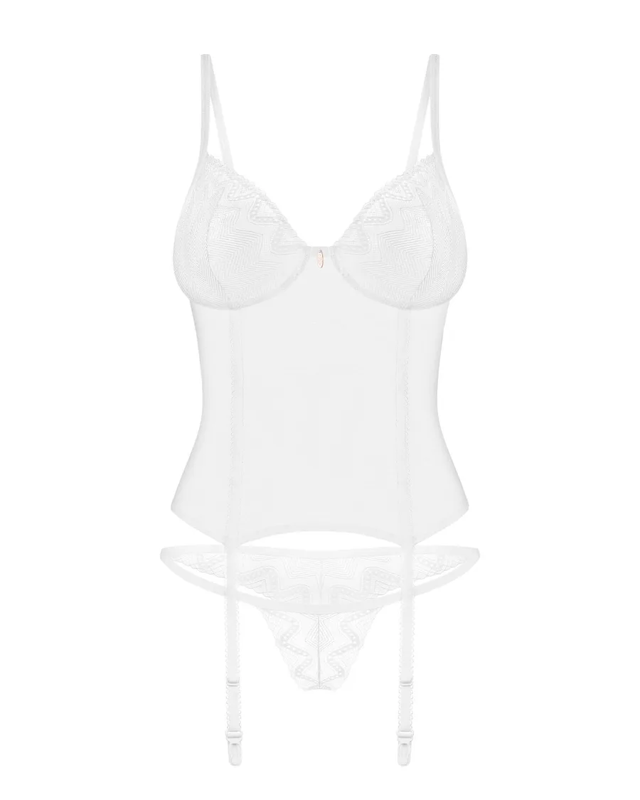 Корсет Obsessive Alissium corset & thong M/L (м'ята упаковка!!!)