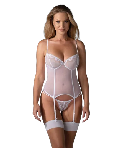 Корсет Obsessive Alissium corset & thong M/L (м'ята упаковка!!!)