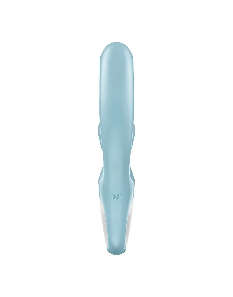 Вібратор-кролик Satisfyer Love Me Blue, гнучкий, відросток з потрійним кінчиком