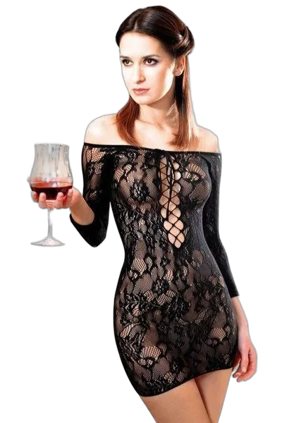 Сукня-сітка з декольте Anne De Ales FETISH DINNER Black XL, оголене плече