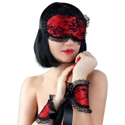 Мереживна маска на очі з наручниками Art of Sex – Mask and Handcuffs