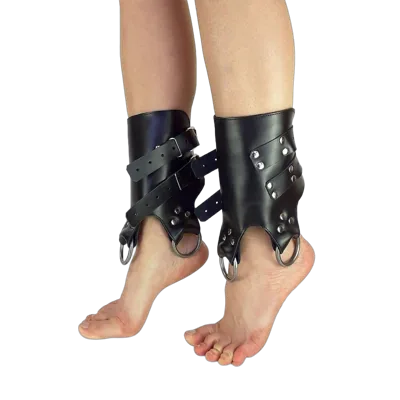 Поножі-манжети для підвісу за ноги Art of Sex – Leg Cuffs For Suspension, чорні, натуральна шкіра