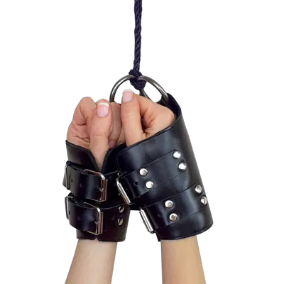 Манжети для підвісу за руки Art of Sex – Kinky Hand Cuffs For Suspension, чорні, натуральна шкіра