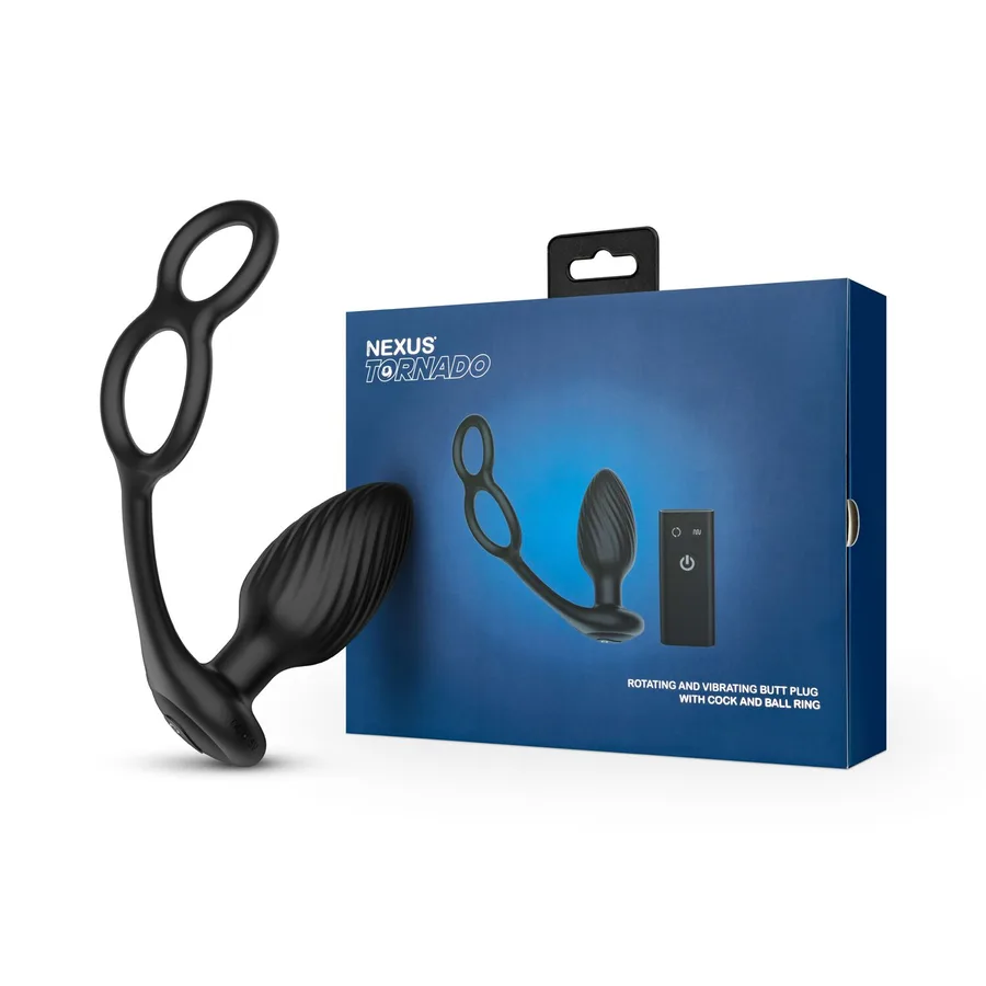 Анальная вибропробка Nexus Tornado Cock and Ball Ring вращение+вибрация, эрекционное кольцо, пульт