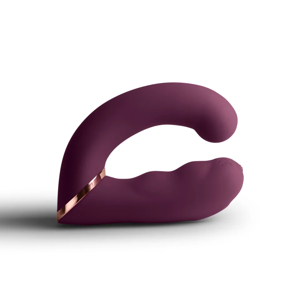 Двойной вибратор Rocks Off Gemini Burgundy, 2 мотора, по 10 режимов, сменное положение ручки