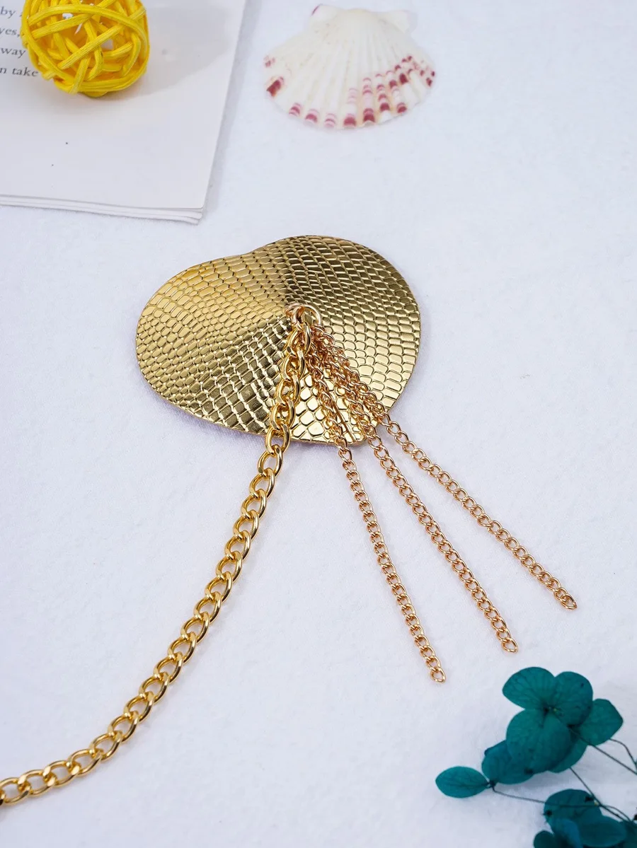 Пестис-сердечки с кисточками и чокером JSY Nipple Sticker RT236114 Golden