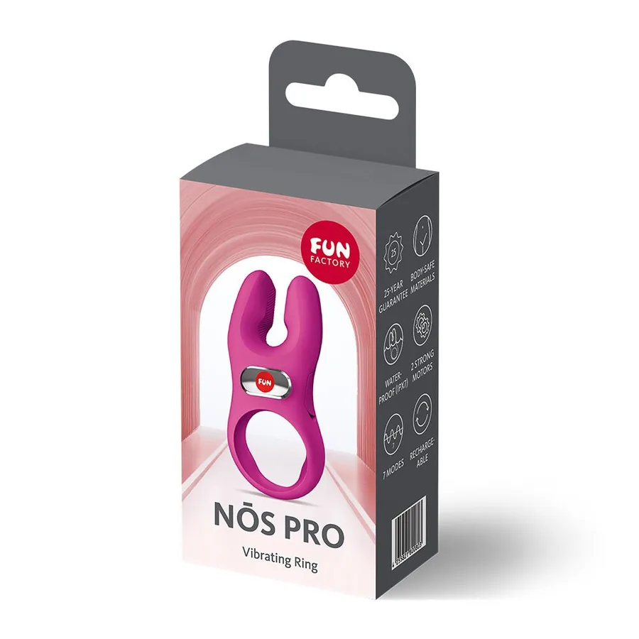 Ерекційне віброкільце з подвійною стимуляцією клітора Fun Factory NŌS PRO Magenta, 2 мотори
