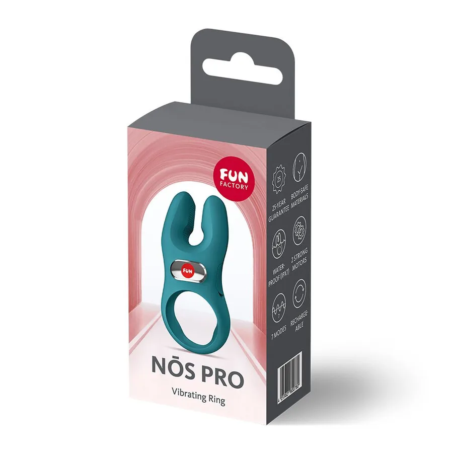 Эрекционное виброкольцо с двойной стимуляцией клитора Fun Factory NŌS PRO Bottle Green, 2 мотора