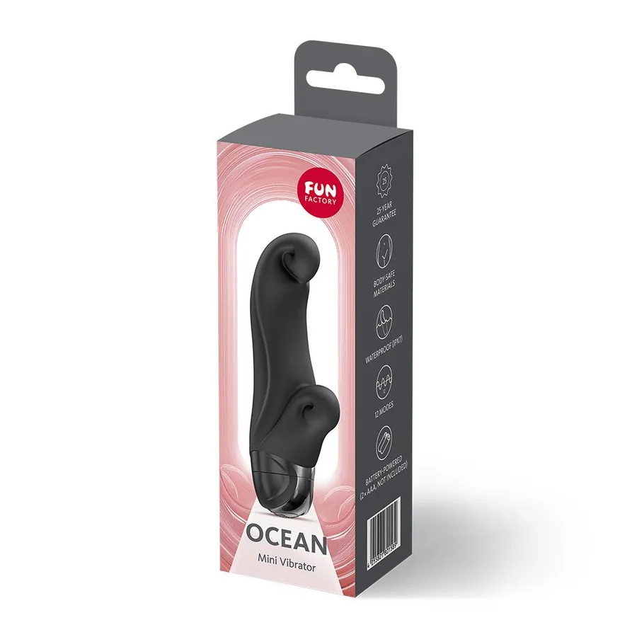 Вібратор-кролик Fun Factory OCEAN Black, для клітора та точки G, 6 режимів, на батарейках