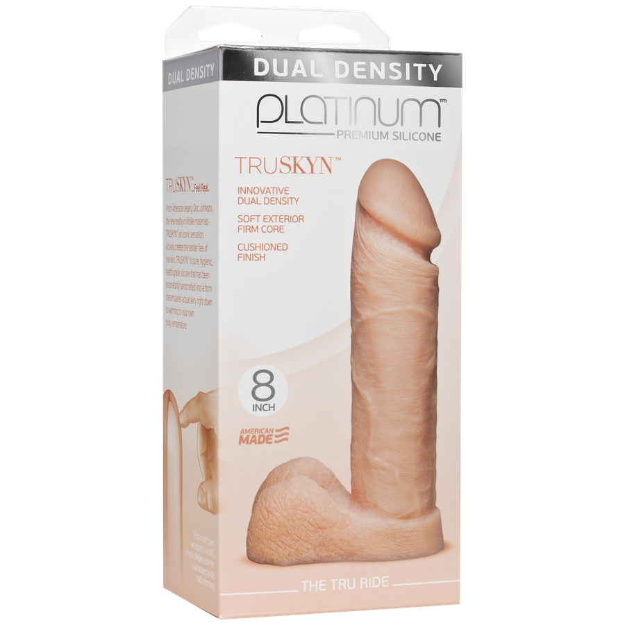 Фалоімітатор Doc Johnson Platinum TRUSKYN - The Tru Ride 8 Inch, діаметр 4,8 см, двошаровий силікон