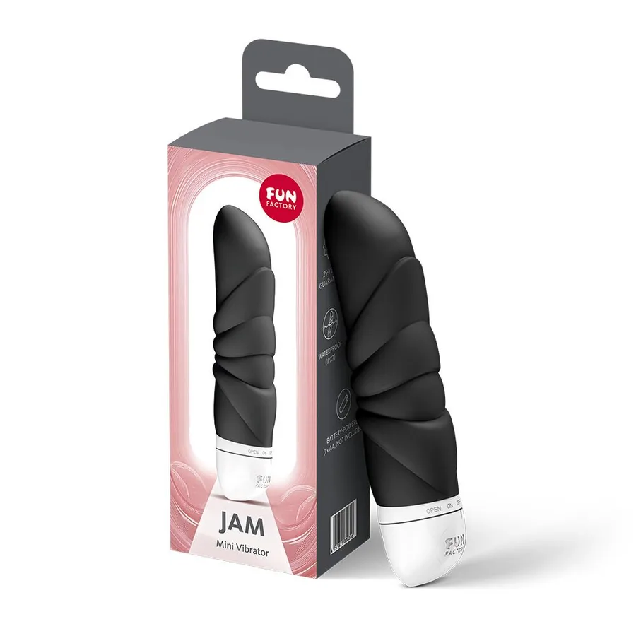 Мини-вибратор Fun Factory JAM Black, подходит для клитора, рельефный
