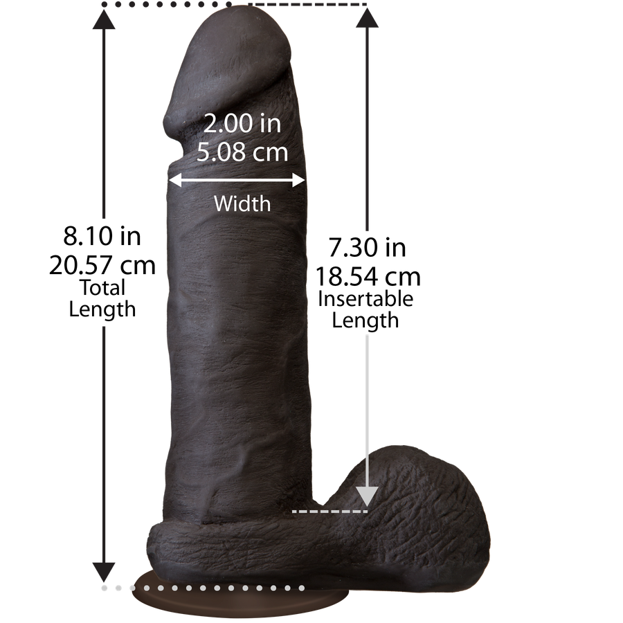 Фалоімітатор Doc Johnson The Realistic Cock 8 inch Black - ULTRASKYN, Vack-U-Lock, діаметр 5,1 см
