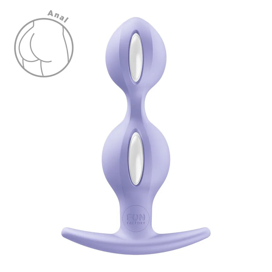 Анальні кульки Fun Factory B BALLS DUO Purple, ефект вібрації, діаметр 3,2 та 3,6 см